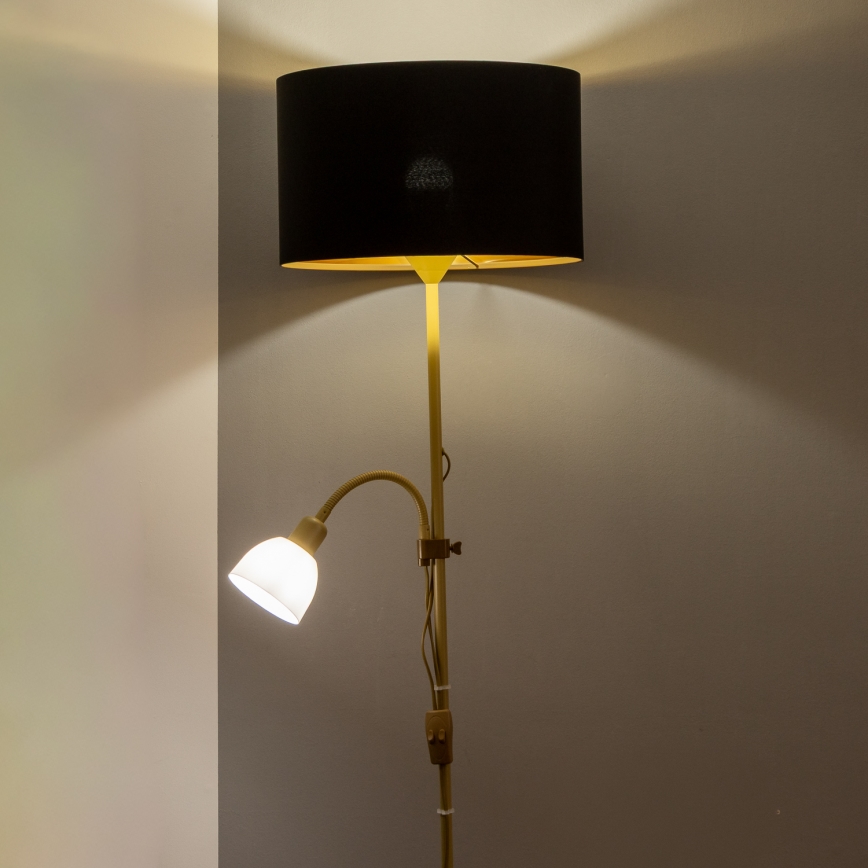 Brilagi - Lampadaire CERIA 1xE27/100W/230V + 1xE14/25W doré/noir