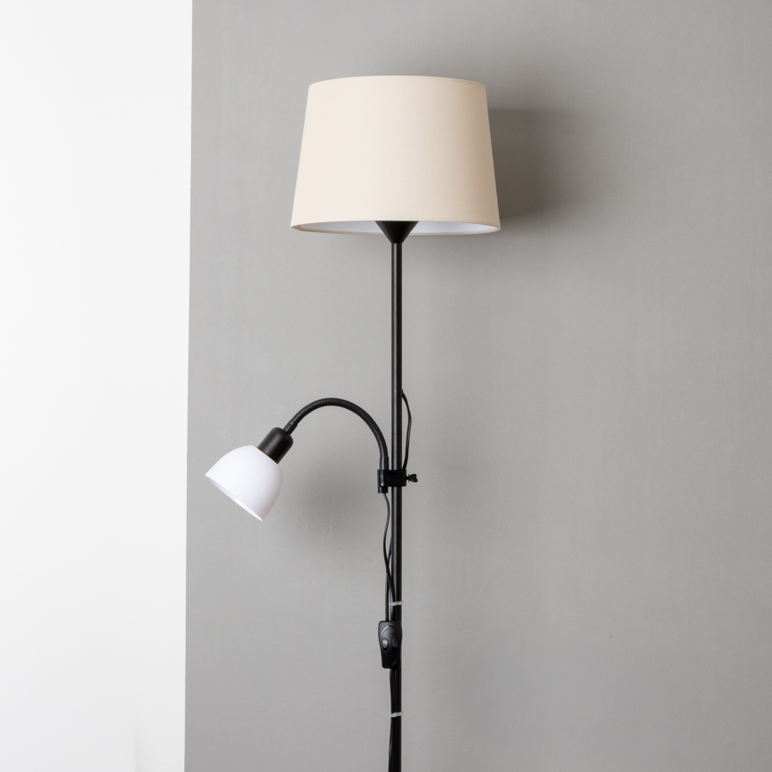 Brilagi - Lampadaire CERIA 1xE27/100W/230V + 1xE14/25W noir/beige