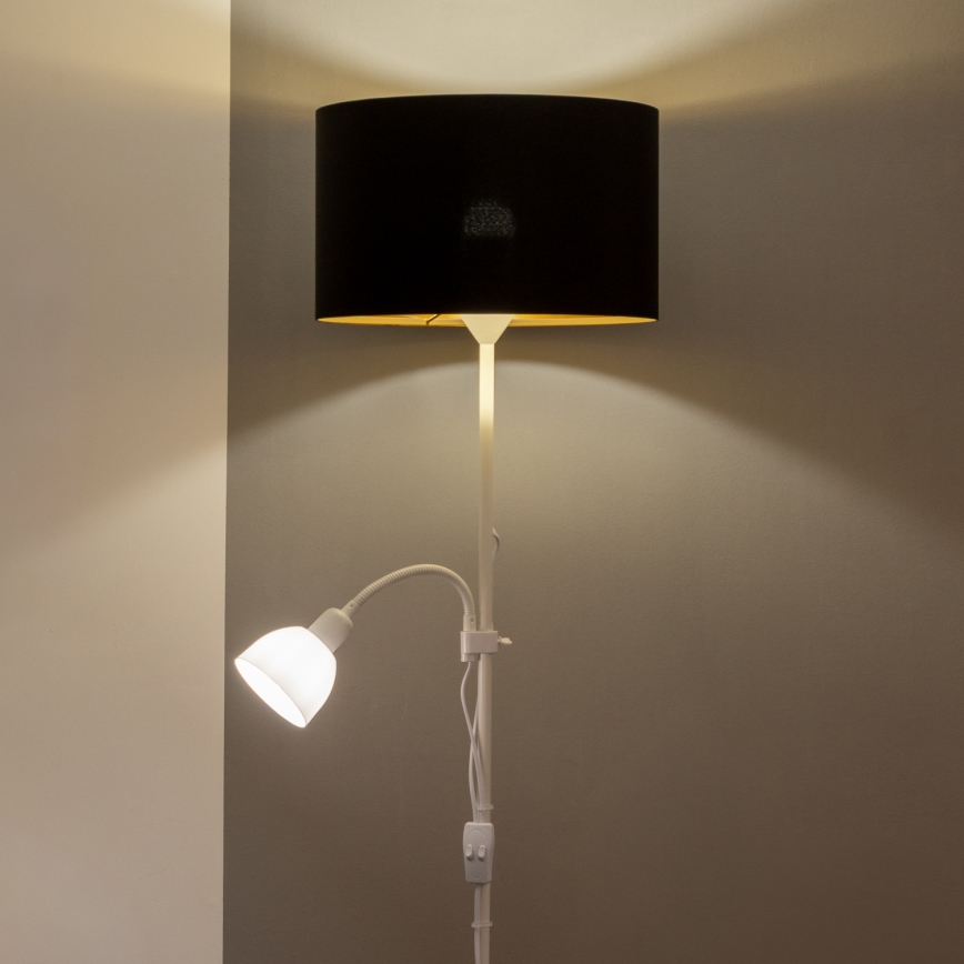 Brilagi - Lampadaire CERIA 2 en 1 1xE27/100W/230V + 1xE14/25W blanc/noir