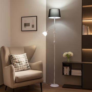 Brilagi - Lampadaire CERIA 2-en-1 1xE27/100W/230V + 1xE14/25W blanc/noir
