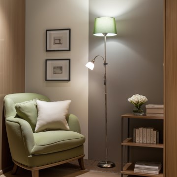 Brilagi - Lampadaire CERIA 2 en 1 1xE27/100W/230V + 1xE14/25W chrome mat/vert