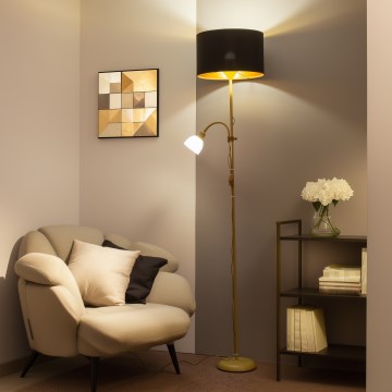 Brilagi - Lampadaire CERIA 2 en 1 1xE27/100W/230V + 1xE14/25W doré/noir