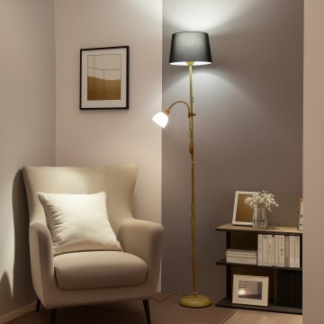 Brilagi - Lampadaire CERIA 2 en 1 1xE27/100W/230V + 1xE14/25W doré/noir