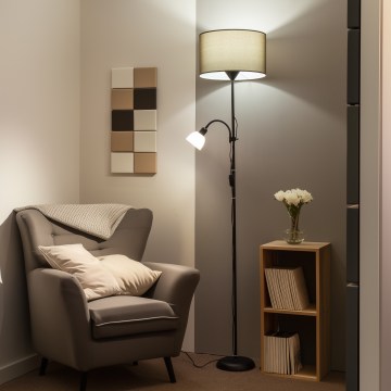 Brilagi - Lampadaire CERIA 2 en 1 1xE27/100W/230V + 1xE14/25W noir/marron