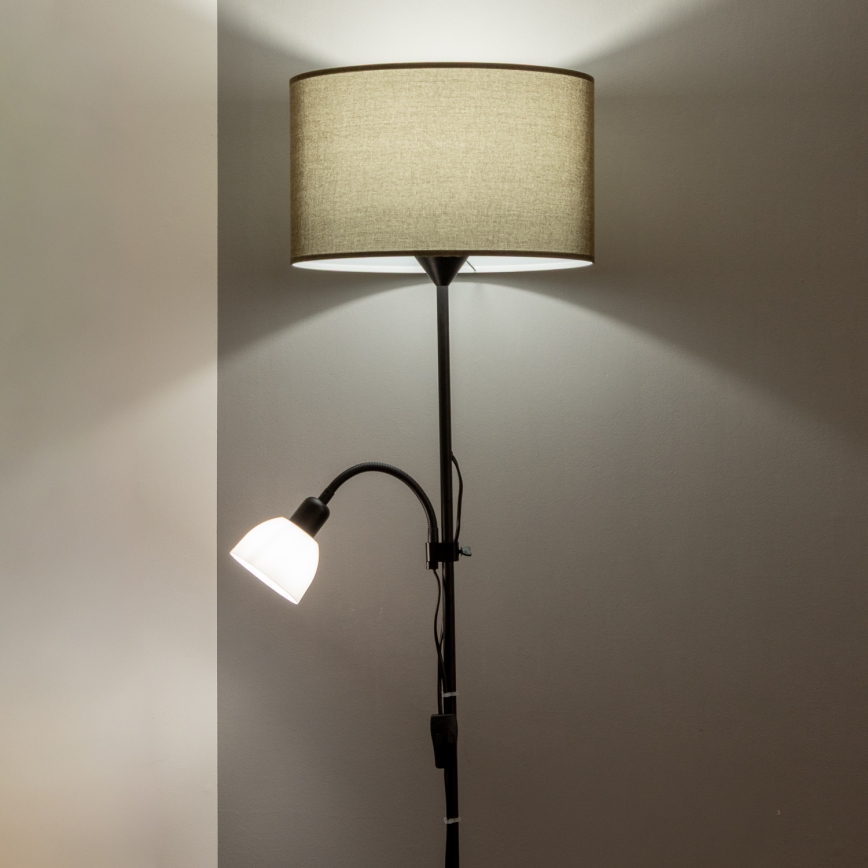 Brilagi - Lampadaire CERIA 2 en 1 1xE27/100W/230V + 1xE14/25W noir/marron