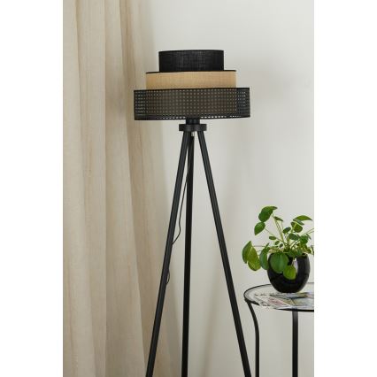 Brilagi - Lampadaire DAKOTA LUNETA 1xE27/15W/230V noir/rotin