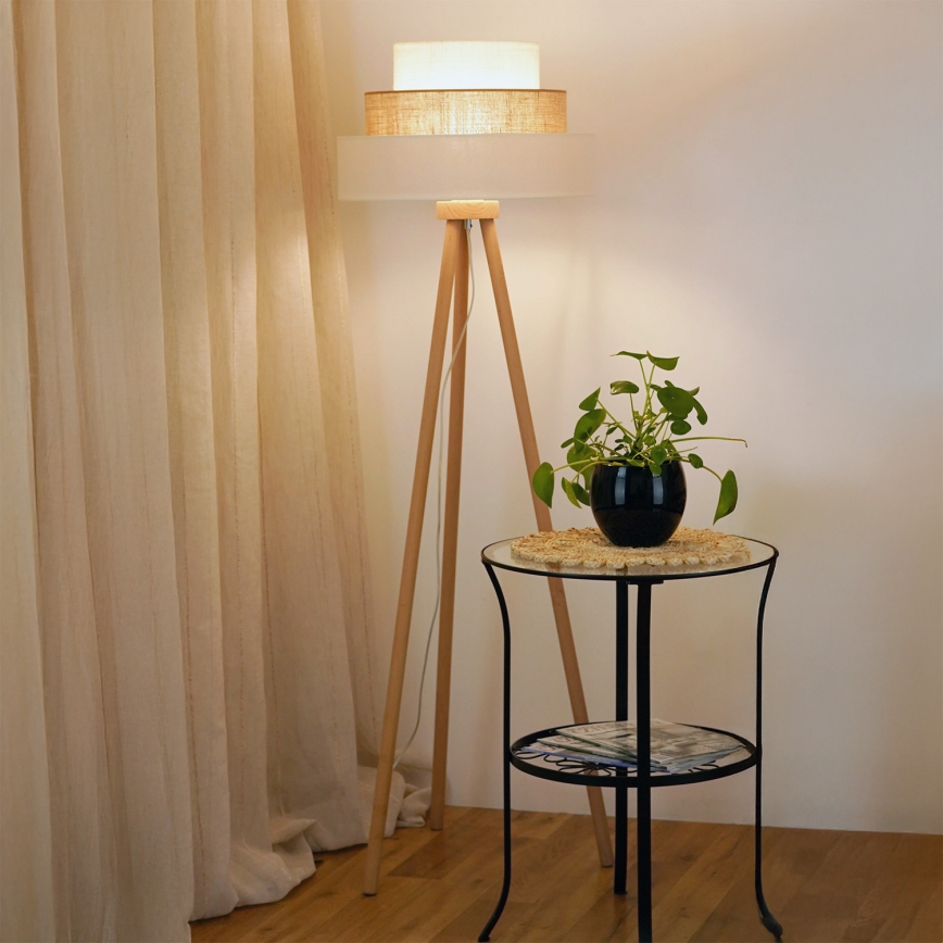 Brilagi - Lampadaire DENVER LUNETA 1xE27/15W/230V beige/marron/crème