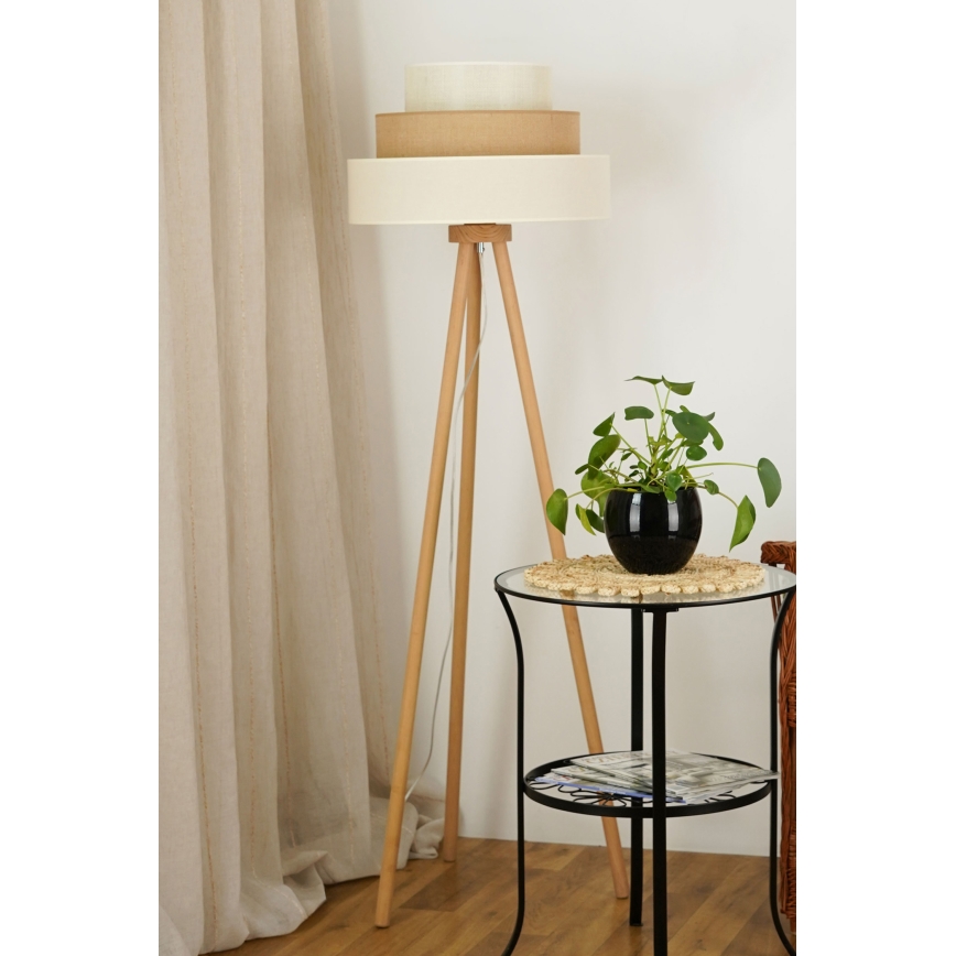 Brilagi - Lampadaire DENVER LUNETA 1xE27/15W/230V beige/marron/crème