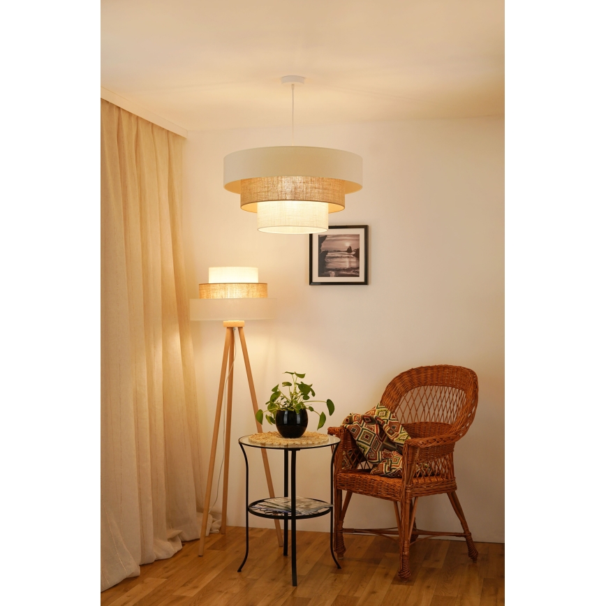 Brilagi - Lampadaire DENVER LUNETA 1xE27/15W/230V beige/marron/crème