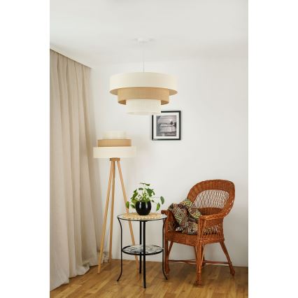 Brilagi - Lampadaire DENVER LUNETA 1xE27/15W/230V beige/marron/crème
