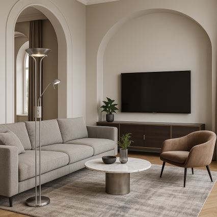 Brilagi - Lampadaire dimmable SCARLETT 1xR7s/230W/230V + 1xG9/40W chrome mat