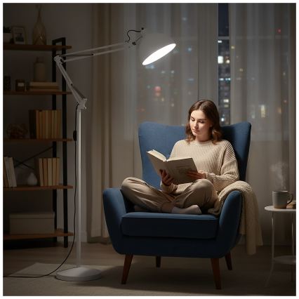 Brilagi - Lampadaire flexible TASKER 1xE27/60W/230V 157 cm blanc
