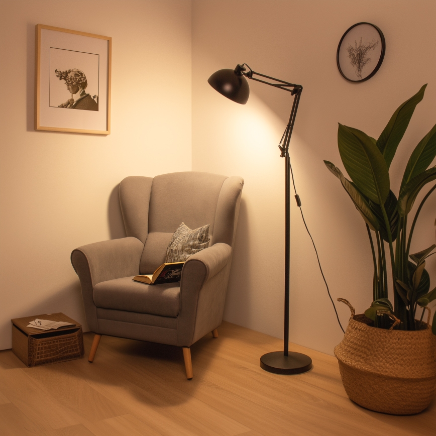 Brilagi - Lampadaire flexible TASKER 1xE27/60W/230V 157 cm noir