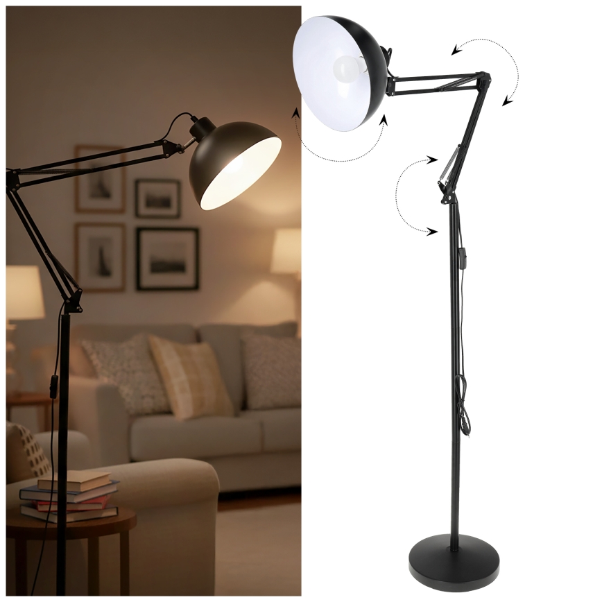 Brilagi - Lampadaire flexible TASKER 1xE27/60W/230V 157 cm noir