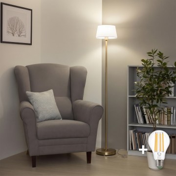 Brilagi - Lampadaire LED CERIA 1xE27/20W/230V Ø 25 cm blanc/doré