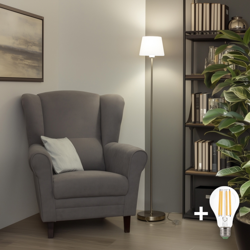 Brilagi - Lampadaire LED CERIA 1xE27/40W/230V Ø 20,5 cm blanc/chrome mat