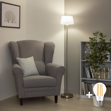 Brilagi - Lampadaire LED CERIA 1xE27/40W/230V Ø 25 cm blanc/chrome mat