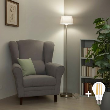 Brilagi - Lampadaire LED CERIA 1xE27/40W/230V Ø 30 cm blanc/chrome mat