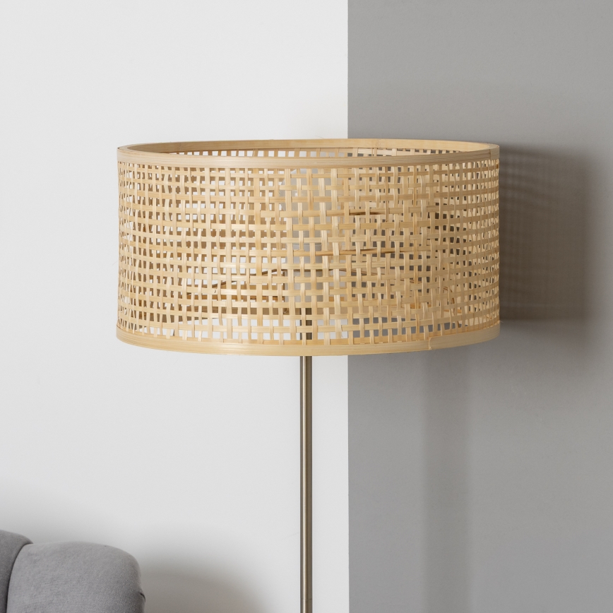 Brilagi - Lampadaire LED CERIA 1xE27/40W/230V Ø 40 cm bambou/chrome mat