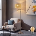 BRILAGI - Lampadaire LED CERIA 1xE27/60W/230V + LED/2,1W chrome mat/bambou
