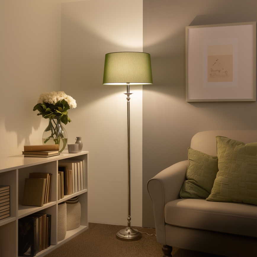 Brilagi - Lampadaire LED CERIA 1xE27/60W/230V Ø 45 cm chrome brillant/vert