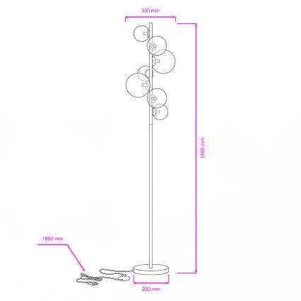 BRILAGI - Lampadaire LED MILLA 7xG9/3W/230V doré/fumé