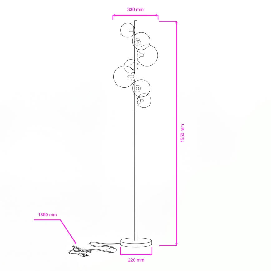 Brilagi - Lampadaire LED MILLA 7xG9/3W/230V noir chromé/fumé