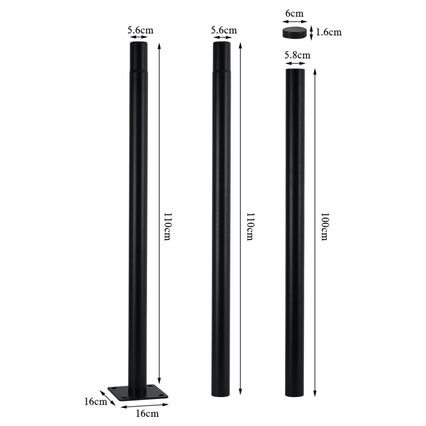 Brilagi - Lampadaire LED urbain sur mât de 3 m URBANSPARK LED/60W/230V noir IP65