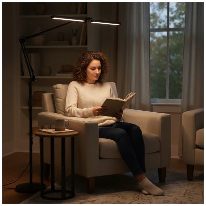 Brilagi - Lampadaire sur pied flexible VARIO LED, dimmable, 14W/230V, 3000-6000K, 157 cm, noir
