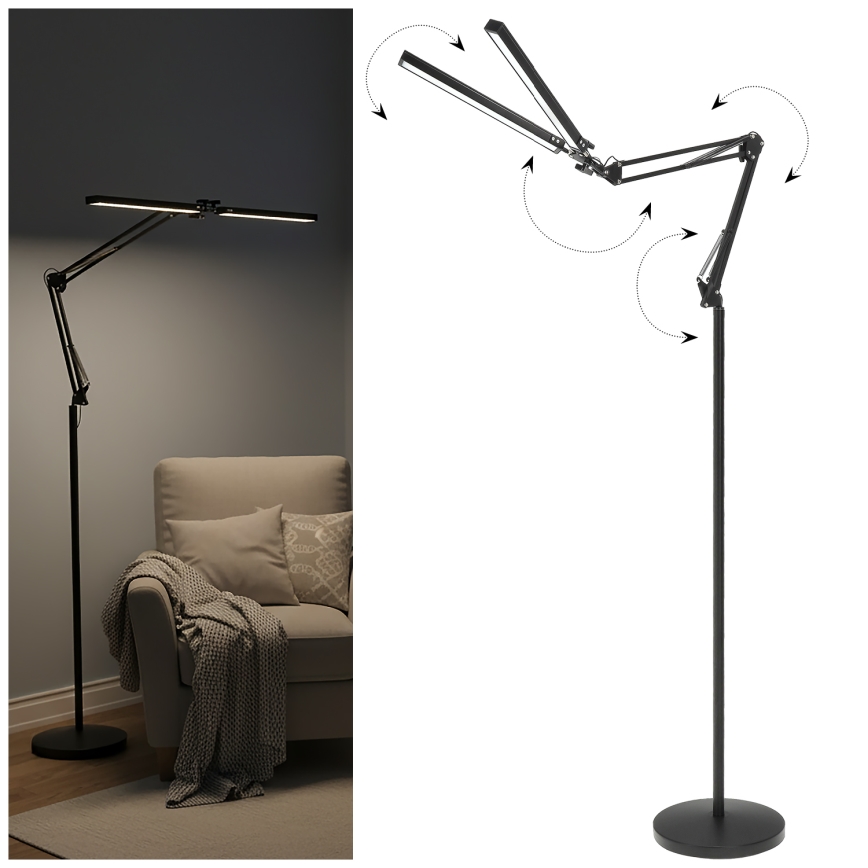 Brilagi - Lampadaire sur pied flexible VARIO LED, dimmable, 14W/230V, 3000-6000K, 157 cm, noir
