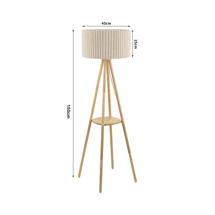 Brilagi - Lampadaire NORDIC WAVE 1xE27/15W/230V hévéa/lin