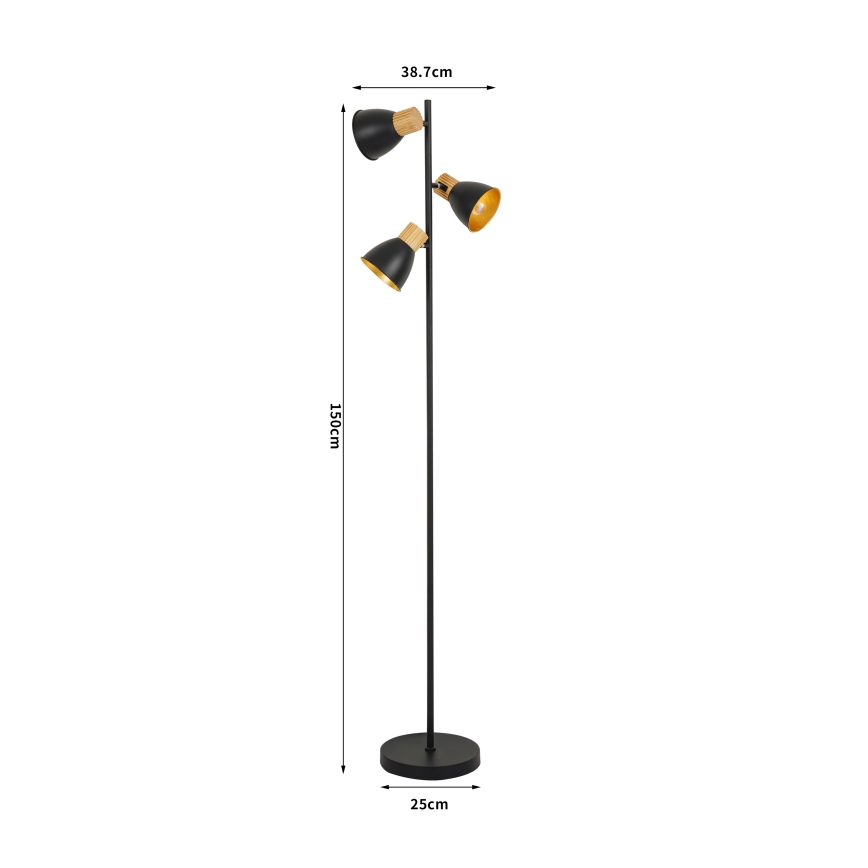 Brilagi - Lampadaire ODENSE 3xE14/10W/230V bois/noir