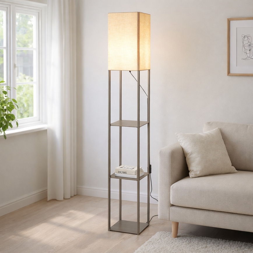Brilagi - Lampadaire sur pied avec étagères GRADUS 1xE27/40W/230V 150 cm gris/beige