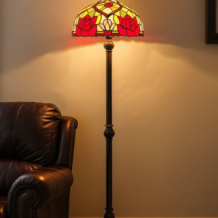 Brilagi - lampadaire Tiffany en vitrail GARLAN 2xE27/60W/230V