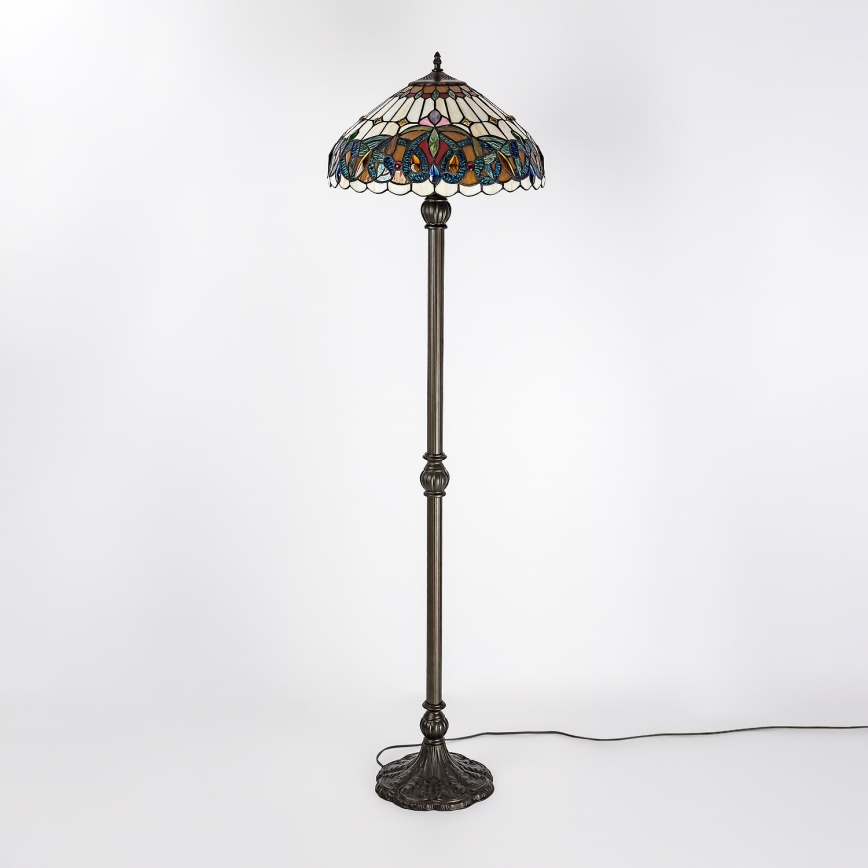 Brilagi - Lampadaire Tiffany en vitrail LUISA 2xE27/60W/230V