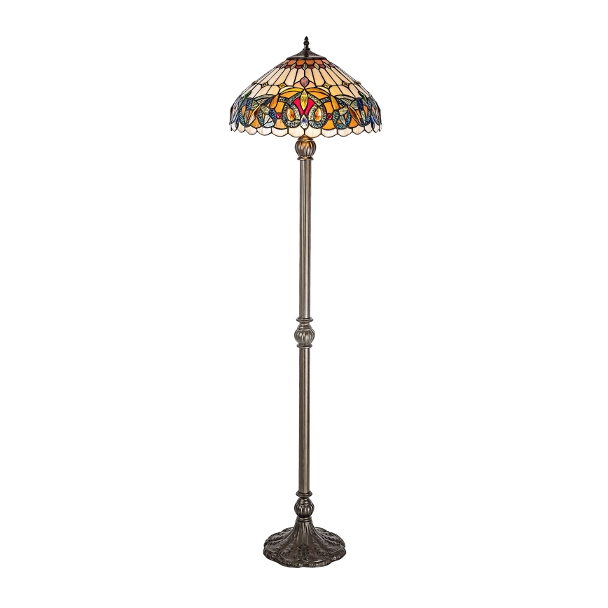 Brilagi - Lampadaire Tiffany en vitrail LUISA 2xE27/60W/230V