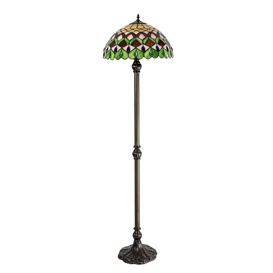 Brilagi - lampadaire Tiffany en vitrail MARGARET 2xE27/60W/230V
