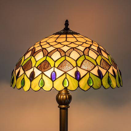 Brilagi - lampadaire Tiffany en vitrail MARGARET 2xE27/60W/230V