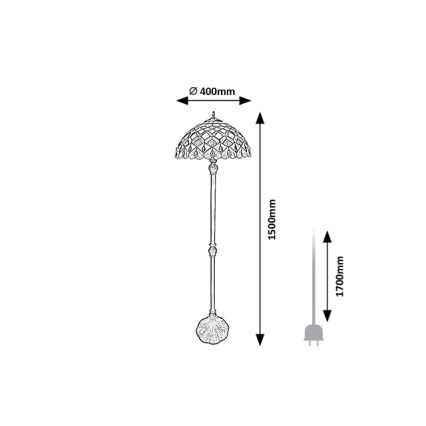 Brilagi - lampadaire Tiffany en vitrail MARGARET 2xE27/60W/230V