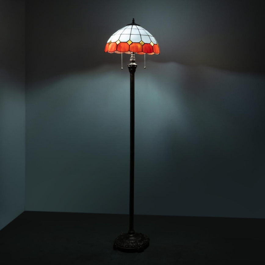 Brilagi - Lampadaire Tiffany en vitrail SIENNA 2xE27/60W/230V