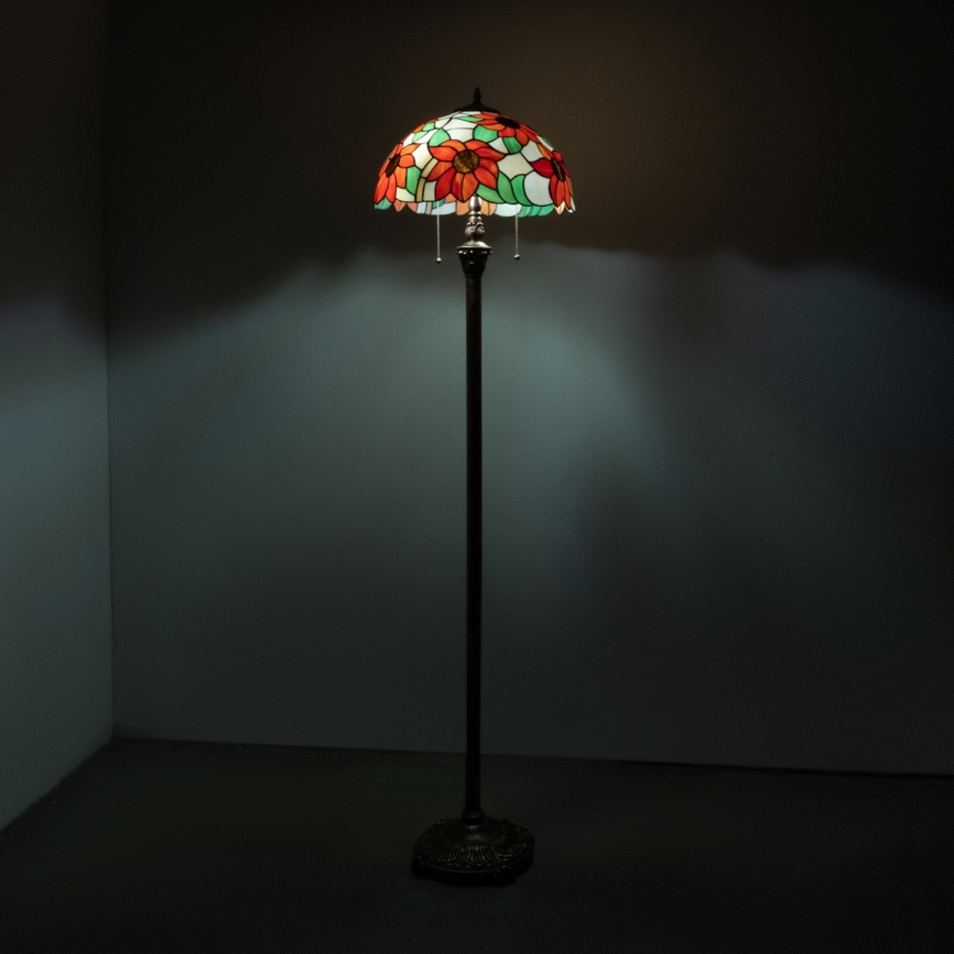 Brilagi - Lampadaire Tiffany en vitrail SUNFLOWER 2xE27/60W/230V
