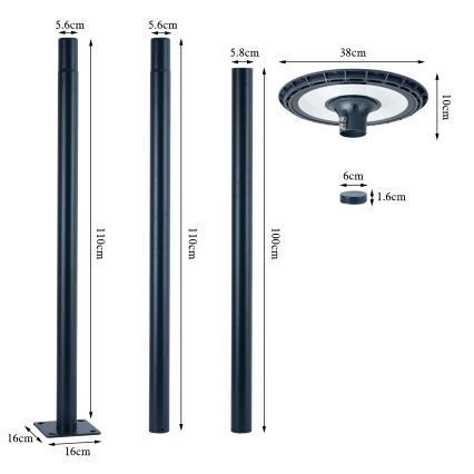 Brilagi - Lampadaire URBANSPARK LED/120W/230V anthracite IP65