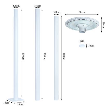 Brilagi - Lampadaire URBANSPARK LED/120W/230V blanc IP65