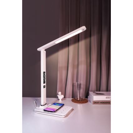 Brilagi - Lampe à intensité variable avec charge sans fil QI et USB REGINA LED/8,5W/230V blanche