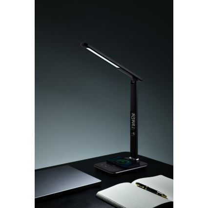 Brilagi - Lampe à intensité variable avec charge sans fil QI et USB REGINA LED/8,5W/230V noir