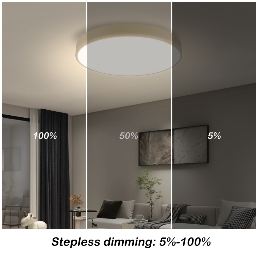 Brilagi - Applique de plafond dimmable POOL LED/48W/230V 3000-6000K de 40 cm beige + télécommande
