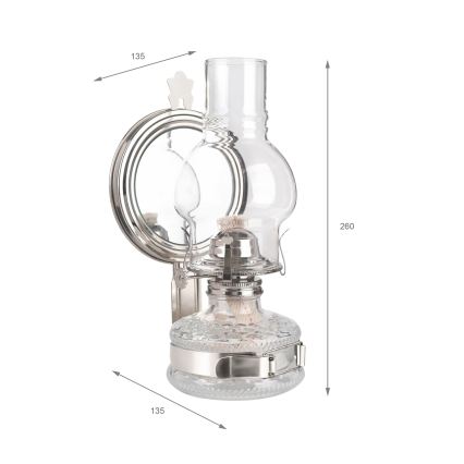 Brilagi - Lampe à pétrole MERLIN avec miroir, chrome brillant