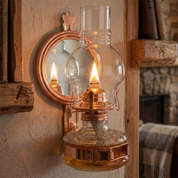 Brilagi - Lampe à pétrole MERLIN avec miroir, finition bronze patiné