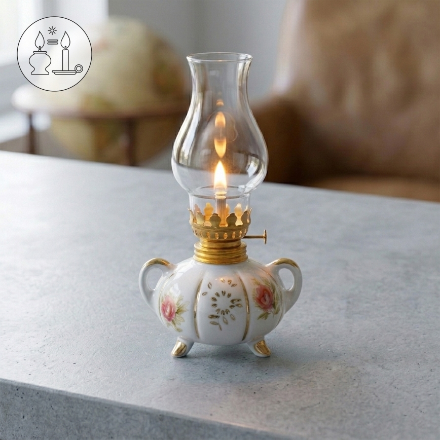 Brilagi - Lampe à pétrole MERLIN blanc/doré