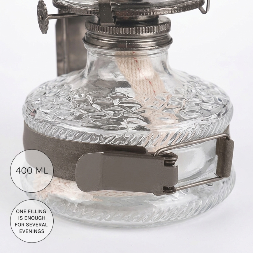 Brilagi - Lampe à pétrole MERLIN noir chromé